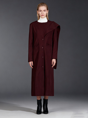 Korejski casual stil: dugački labavi kaput s okruglim izrezom, dugi rukavi, jednobojna tkanina, zloženie 70–80% polyester, 20–30% elastan