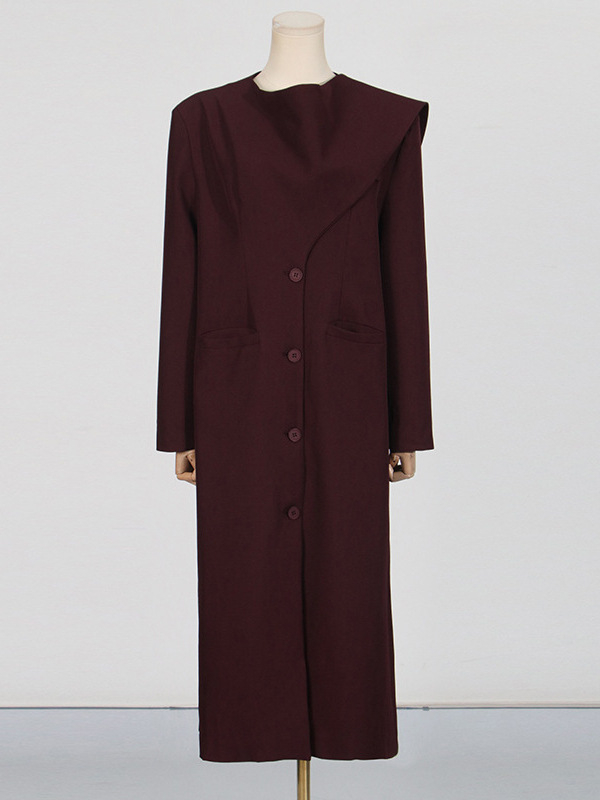 Korejski casual stil: dugački labavi kaput s okruglim izrezom, dugi rukavi, jednobojna tkanina, zloženie 70–80% polyester, 20–30% elastan