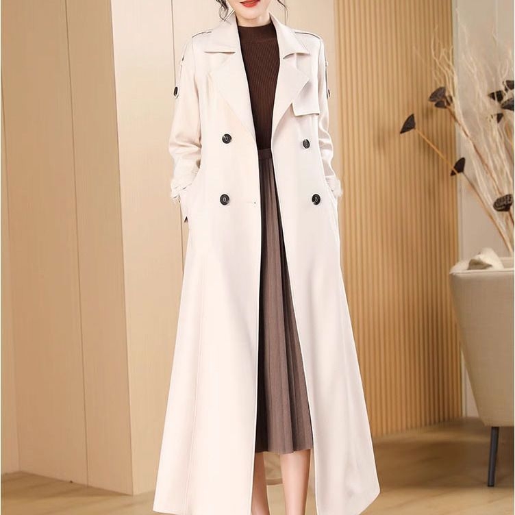 Ženski srednje duljine windbreaker kaput, poliester + spandeks, jednobojan, udoban kroj, bez ovratnika, dugi rukavi