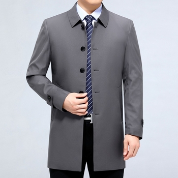 Meeste keskmise pikkusega mantel, Mulberry siidi 80% segu ja keemiliste kiudude segu, kaelus lapell, üheerealine sulgemine, polüester vooder