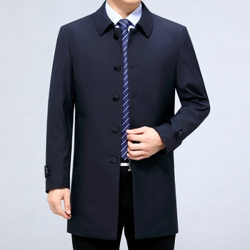 Meeste keskmise pikkusega mantel, Mulberry siidi 80% segu ja keemiliste kiudude segu, kaelus lapell, üheerealine sulgemine, polüester vooder