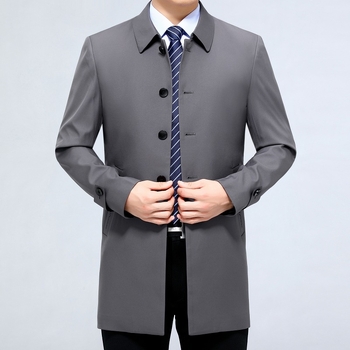 Meeste keskmise pikkusega mantel, Mulberry siidi 80% segu ja keemiliste kiudude segu, kaelus lapell, üheerealine sulgemine, polüester vooder