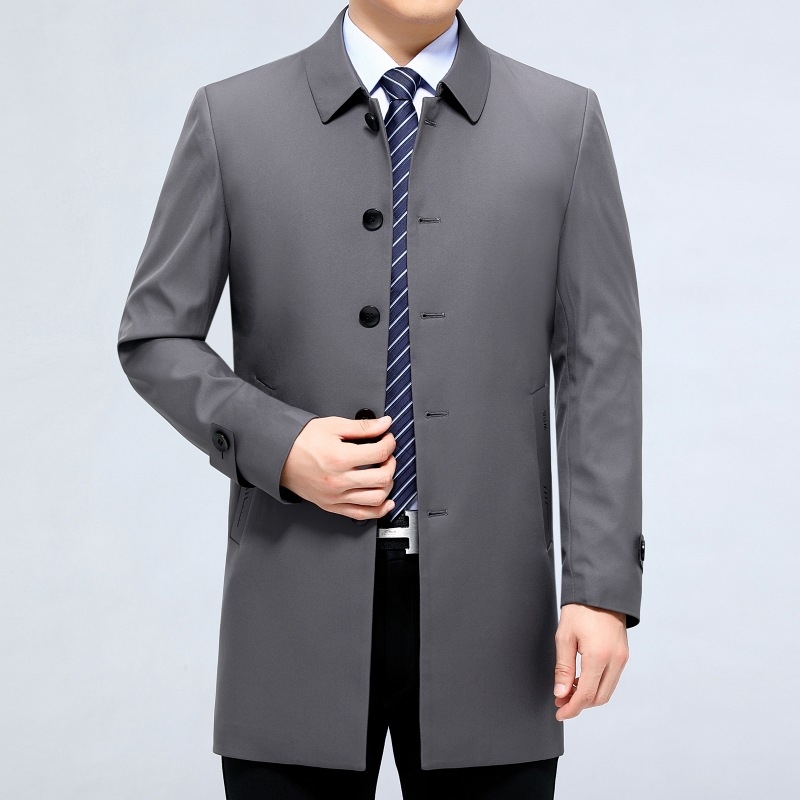 Meeste keskmise pikkusega mantel, Mulberry siidi 80% segu ja keemiliste kiudude segu, kaelus lapell, üheerealine sulgemine, polüester vooder