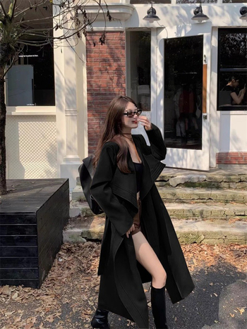 Ženski dugi windbreaker kardigan od poliestera, udoban kroj, polo ovratnik, jednostruko kopčanje, duga duljina