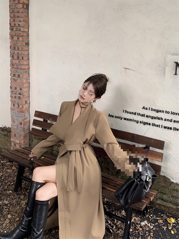 Ženski dugi windbreaker kardigan od poliestera, udoban kroj, polo ovratnik, jednostruko kopčanje, duga duljina