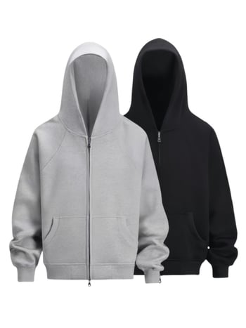 Hooded mikina s dvostrukim zatvaračima, raglan rukavi, širok kroj, 96% combed pamuk
