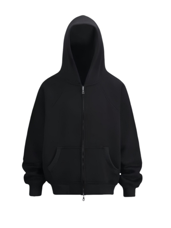 Hooded mikina s dvostrukim zatvaračima, raglan rukavi, širok kroj, 96% combed pamuk