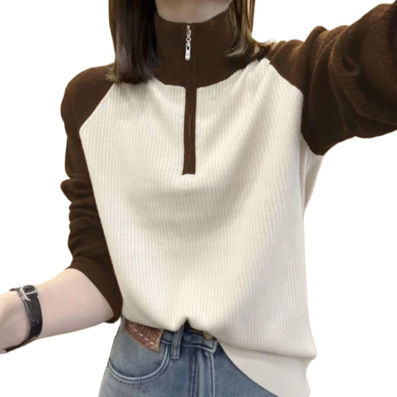 Ženski chenille fleece duksa sa stojećim ovratnikom, zatvaračem, rukavima u stilu princeze, uskog kroja