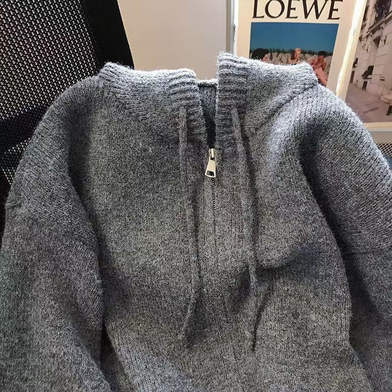 Kardigan s kapuljo i zatvaračem, ležernog kroja, Mercerizirana tkanina, PVC tkanina s manje od 30% spandeksa, duljina 50–65 cm, jesen 2025