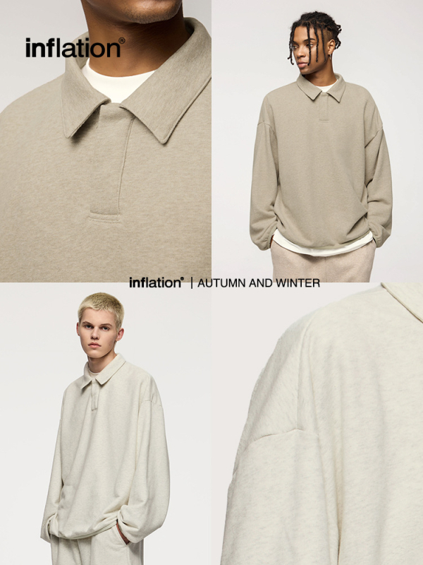 Muški fleece pulover s kružnim izrezom, fleece podstava, mješavina pamuka 86,7% / 13,3% poliester, dugi rukavi, široka silueta
