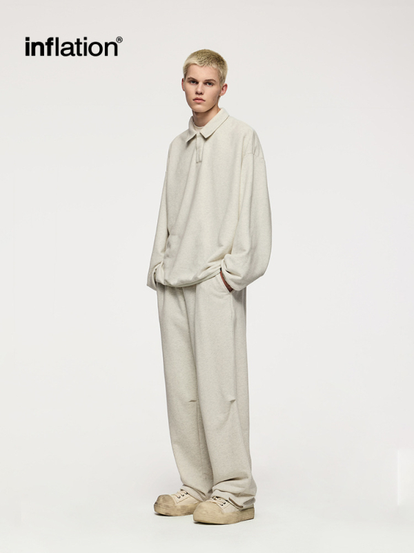 Muški fleece pulover s kružnim izrezom, fleece podstava, mješavina pamuka 86,7% / 13,3% poliester, dugi rukavi, široka silueta