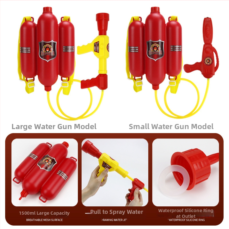 Laste tulekahju päästja rollimängu komplekt: veepüstol, kiiver, tõmmates seljakott ja simulatiivne kustutusseade (plastikust) 4–6-aastastele