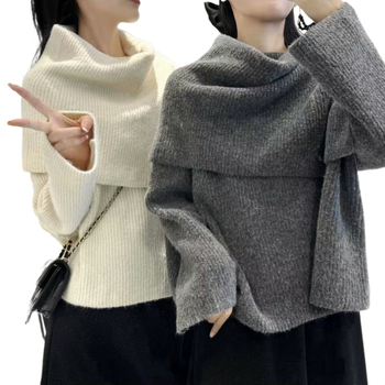 Dvostruki pulover s Cape Shawl, Ice Silk materijal, okrugli vrat, princezine rukave, korejski dizajn