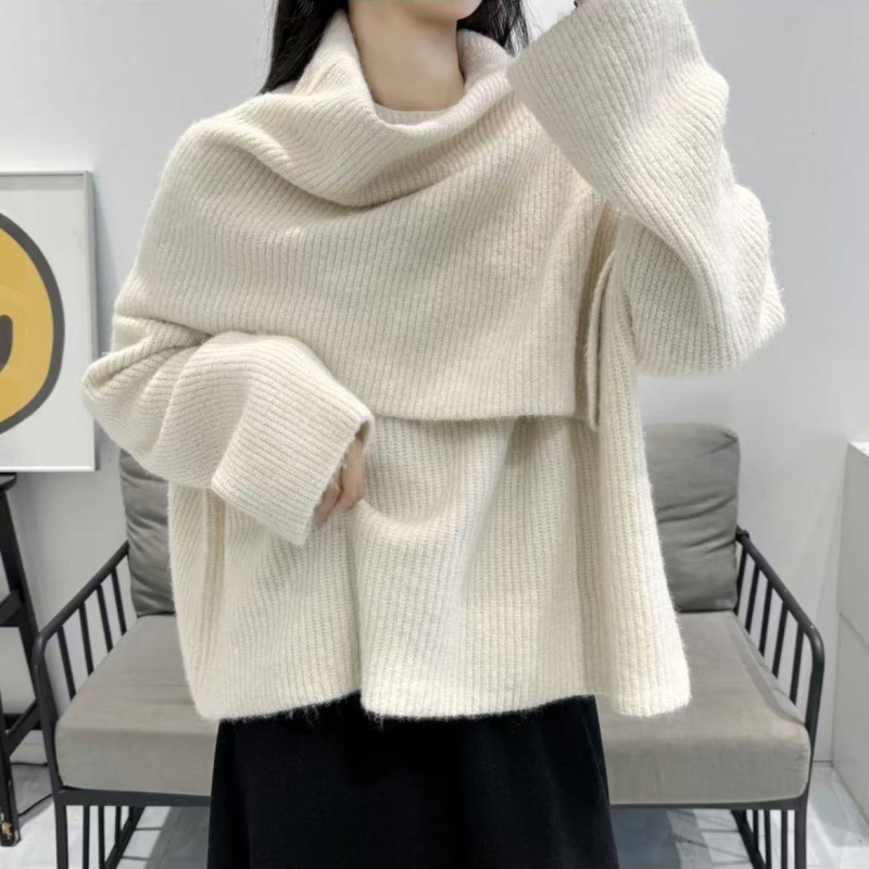 Dvostruki pulover s Cape Shawl, Ice Silk materijal, okrugli vrat, princezine rukave, korejski dizajn