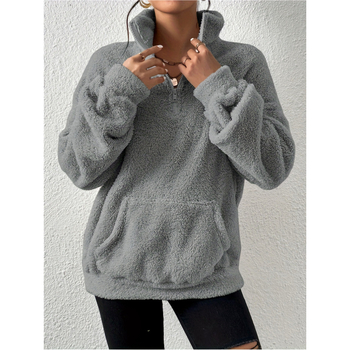 Ženska kapuljača duga jakna od poliestera, flutter rukavi, ovratnik za vješanje, 100% poliester, gradski elegantan komad za svakodnevno nošenje, jesen 2025