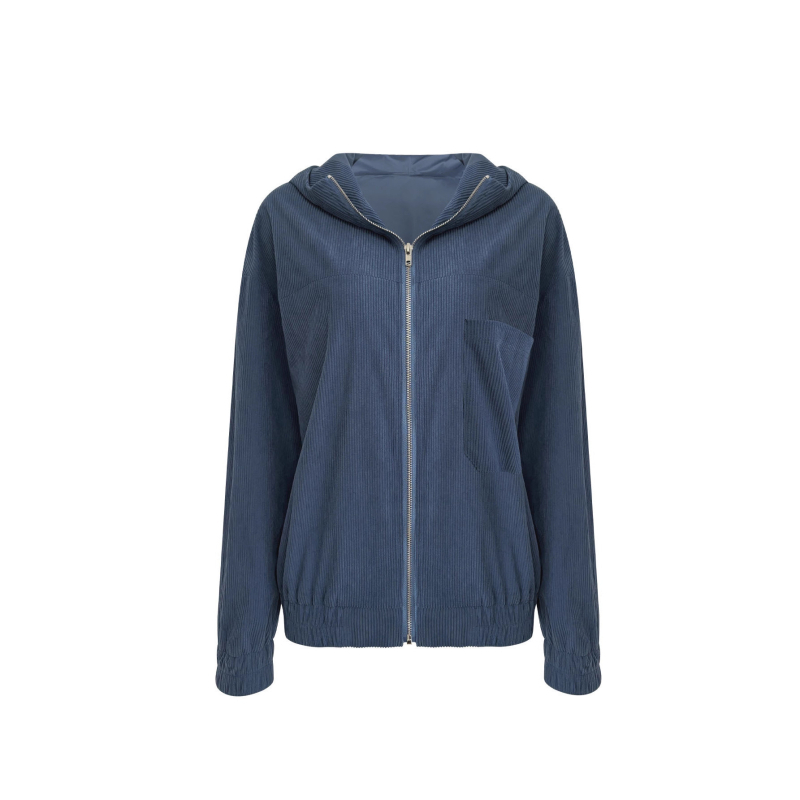 Ženski hoodie s kapuljačom i zatvaračem na zip – opušten kroj, kardigan stil, dugi rukavi, spandeks materijal