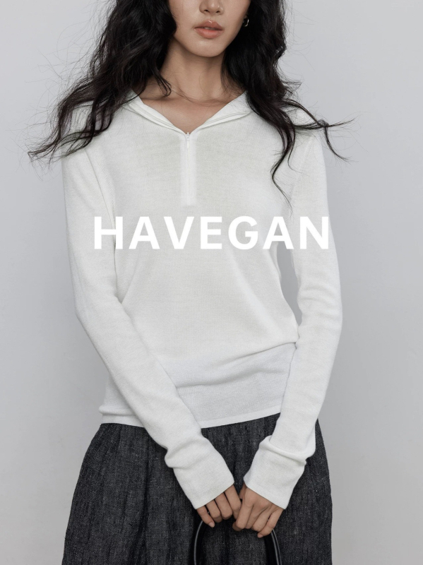 Ženski kapučasti pleteni top od vune, dugi rukavi, jednobojna boja, ležerni japansko-korejski stil