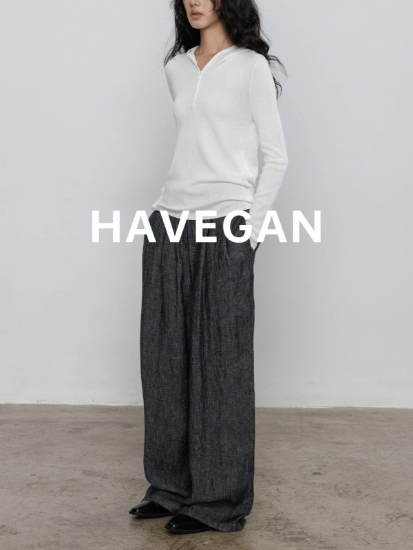 Ženski kapučasti pleteni top od vune, dugi rukavi, jednobojna boja, ležerni japansko-korejski stil