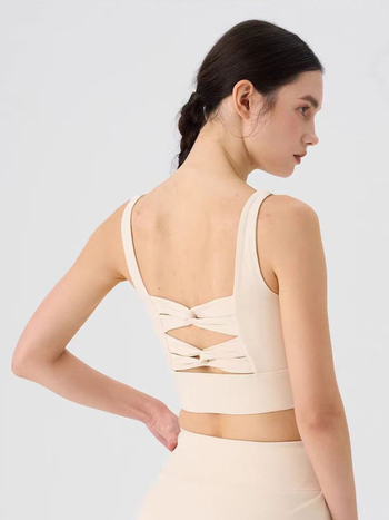 YL moterų sportinė liemenėlė su įsukti atgal, griežta apdaila – jogos/topo su įsiūtu krūties pagalvė; medžiaga: nailonas; sudėtis 75% medvilnės pluoštas + 25% elastanas