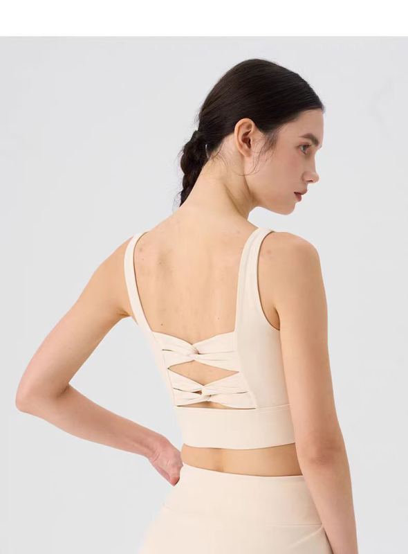 YL moterų sportinė liemenėlė su įsukti atgal, griežta apdaila – jogos/topo su įsiūtu krūties pagalvė; medžiaga: nailonas; sudėtis 75% medvilnės pluoštas + 25% elastanas