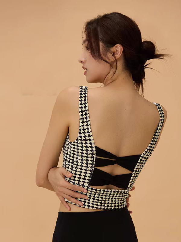 YL moterų sportinė liemenėlė su įsukti atgal, griežta apdaila – jogos/topo su įsiūtu krūties pagalvė; medžiaga: nailonas; sudėtis 75% medvilnės pluoštas + 25% elastanas