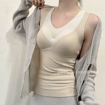 Θερμικό γιλέκο με ενσωματωμένες θήκες στήθους από ακρυλικό νήμα, στρογγυλή λαιμόκοψη, παχύ ύφασμα 251–300 g/m², βασικό στρώμα για γυναίκες