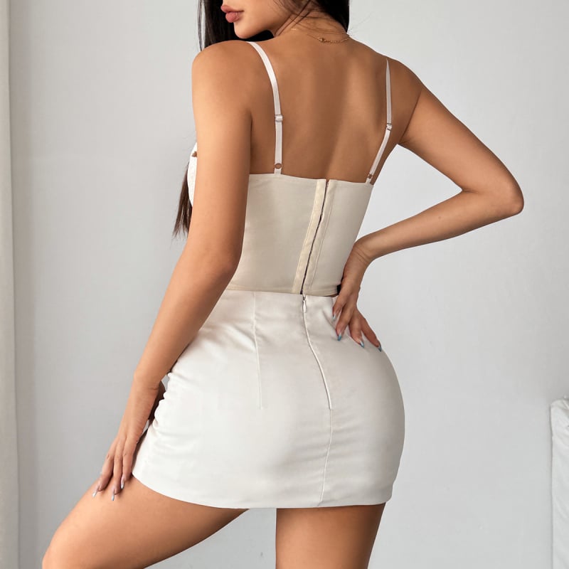 Ženski čipkasti top s čeličnim kostima (boning), dvostruke naramenice, gotički stil, uski kroj, poliester/elastan