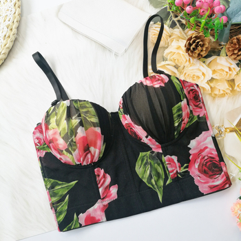 Montissa čipkasti camisole s odvojivim dvostrukim naramenicama, cvjetni uzorak, acetatno vlakno s elastanom, uski kroj