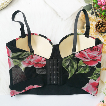 Montissa čipkasti camisole s odvojivim dvostrukim naramenicama, cvjetni uzorak, acetatno vlakno s elastanom, uski kroj