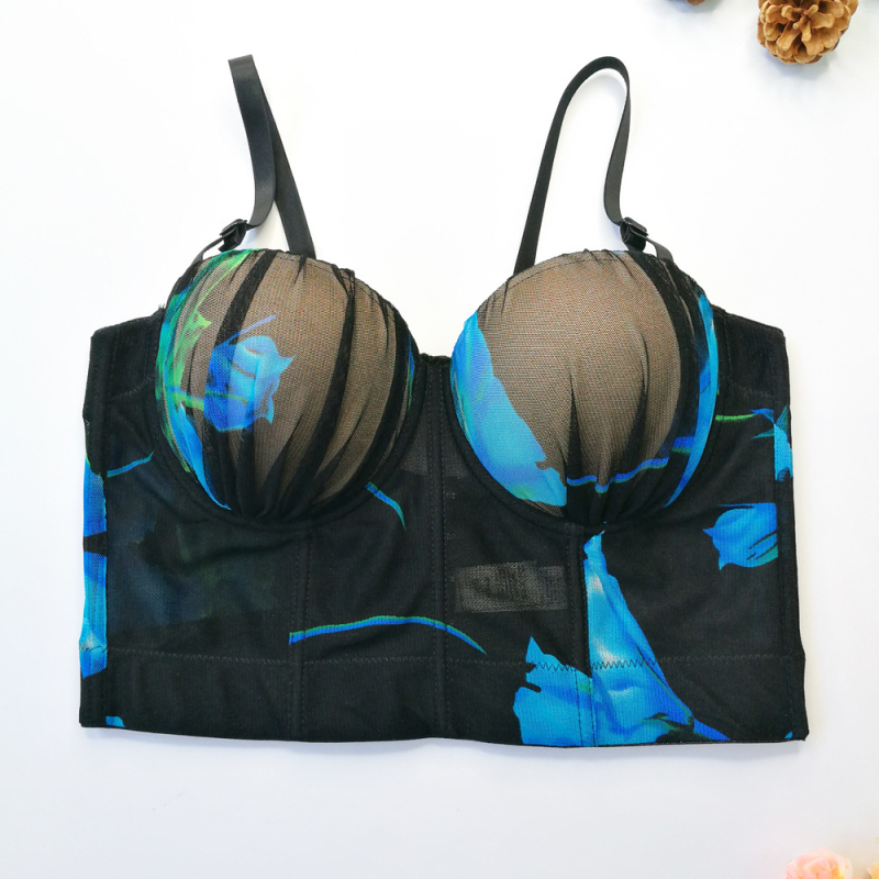 Montissa čipkasti camisole s odvojivim dvostrukim naramenicama, cvjetni uzorak, acetatno vlakno s elastanom, uski kroj