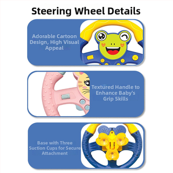 Jucărie educativă de volan pentru copii, cu muzică și voce, din plastic, alimentată cu baterii, pentru 4–6 ani