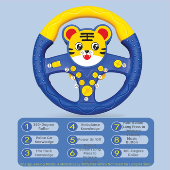 Laste volanivõti auto tagaistmele — hariduslik muusikaline rool (plastikust; patareidega; sobib 4–6-aastastele)