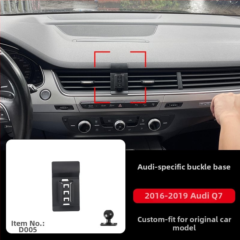 Držiak na telefón do auta pre Audi A3/A4L/A5/A6LL a Q2/Q3/Q5L/Q7 – snap-on základňa, uchytenie na palubnej doske, Tracy