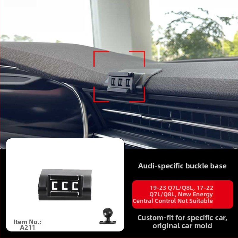 Držiak na telefón Tracy pre Audi so snap-on základňou pre modely A3/A4L/A5/A6LL a Q2/Q3/Q5L/Q7 — uchytenie na prístrojovej doske, prispôsobiteľný