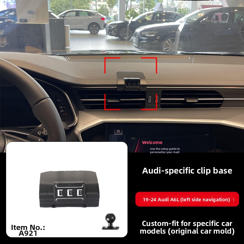 Držiak na telefón Tracy pre Audi so snap-on základňou pre modely A3/A4L/A5/A6LL a Q2/Q3/Q5L/Q7 — uchytenie na prístrojovej doske, prispôsobiteľný