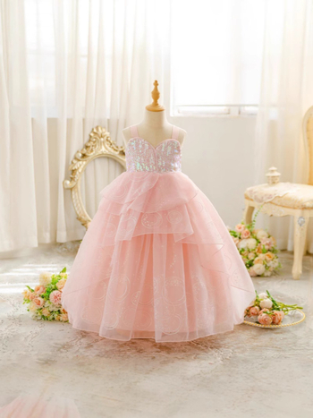 Rochie de cosplay pentru fete, stil prințesă, organza, plisare, căptușeală poliester 25%, pentru 3–8 ani