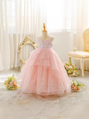 Rochie de cosplay pentru fete, stil prințesă, organza, plisare, căptușeală poliester 25%, pentru 3–8 ani