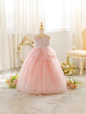 Rochie de cosplay pentru fete, stil prințesă, organza, plisare, căptușeală poliester 25%, pentru 3–8 ani