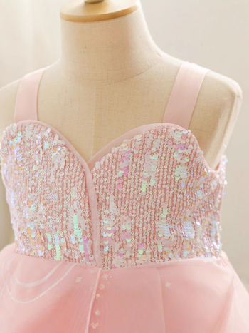 Rochie de cosplay pentru fete, stil prințesă, organza, plisare, căptușeală poliester 25%, pentru 3–8 ani