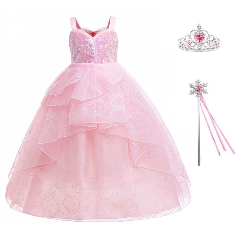 Rochie de cosplay pentru fete, stil prințesă, organza, plisare, căptușeală poliester 25%, pentru 3–8 ani