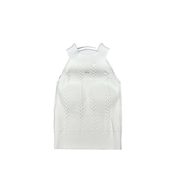 Ženski bez rukava pleteni top s off-shoulder i halter izrezom, uski kroj, 95% akril, uzorak lubanje