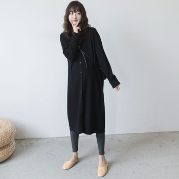PANDI tehotenský kardigán v kórejskom štýle s V výstrihom, jednofarebný, dlhé rukávy, hlavný materiál polyester 95%.