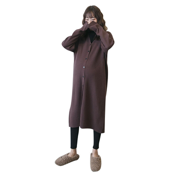 PANDI tehotenský kardigán v kórejskom štýle s V výstrihom, jednofarebný, dlhé rukávy, hlavný materiál polyester 95%.