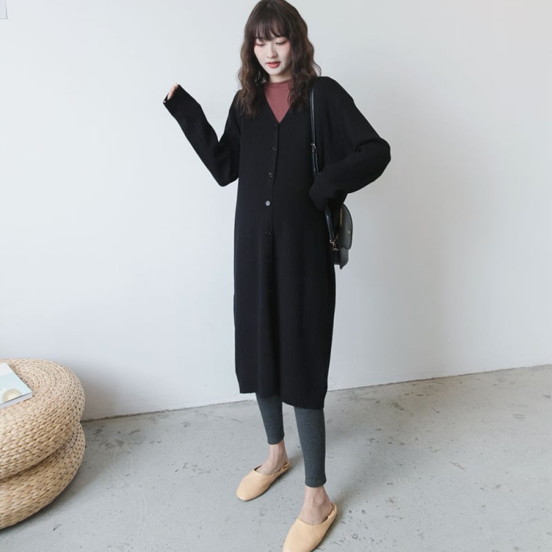 Πλεκτό cardigan για εγκύους, φθινοπωρινό-χειμερινό, V-λαιμός, άνετη εφαρμογή, μακριά μανίκια, πολυεστέρας