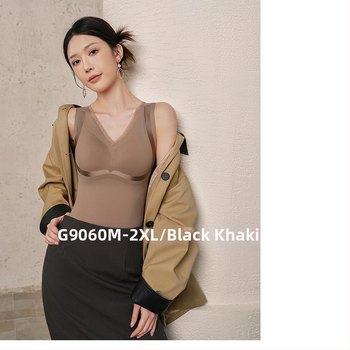 Ženský termálny vest s integrovanými pohármi, bezšvový dizajn, V výstrih (Nylon; 251–300 g/m²; fleecová podšívka)