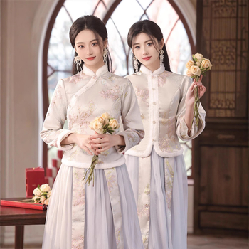 Βραδινό φόρεμα παρανύμφων — μακριά μανίκια, υψηλός λαιμός, Α-γραμμή σιλουέτα, ψηλή μέση, πολυεστέρας