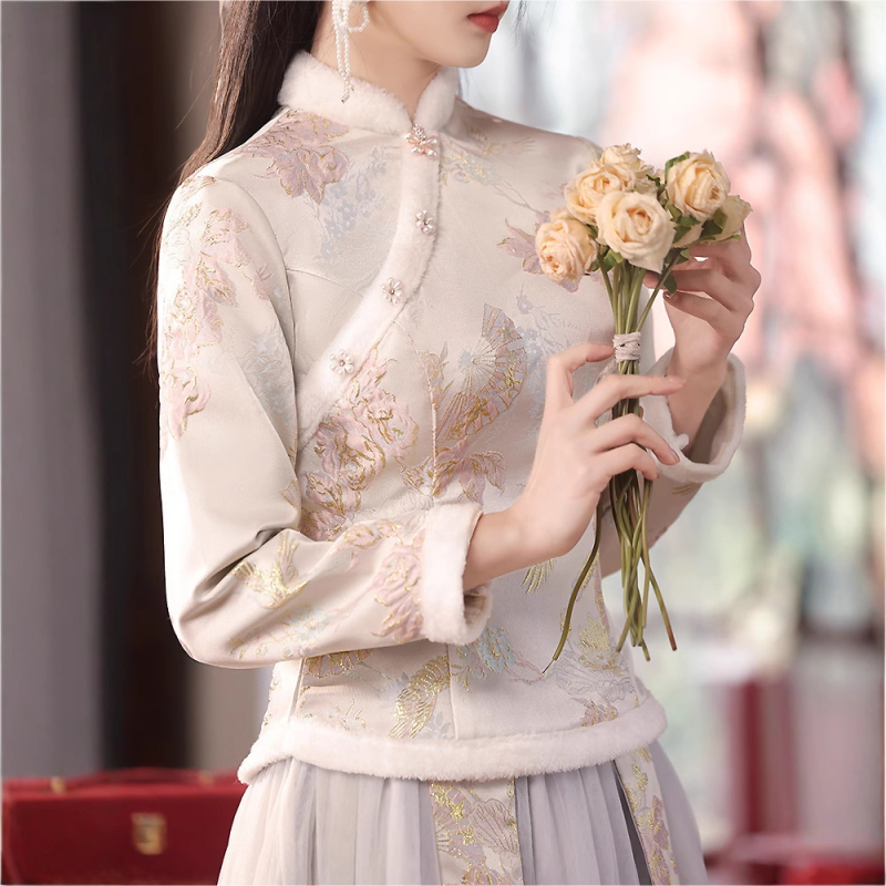 Βραδινό φόρεμα παρανύμφων — μακριά μανίκια, υψηλός λαιμός, Α-γραμμή σιλουέτα, ψηλή μέση, πολυεστέρας