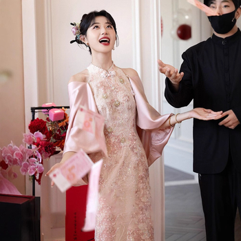 Φόρεμα δεξίωσης για γάμο, μακριά μανίκια, άνοιξη 2025, πολυεστέρας, περιεκτικότητα κύριου υφάσματος 30-50%, για ενήλικες γυναίκες