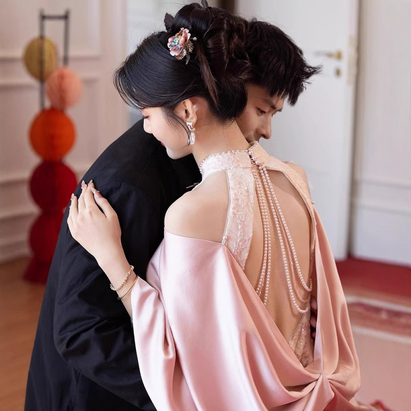 Φόρεμα δεξίωσης για γάμο, μακριά μανίκια, άνοιξη 2025, πολυεστέρας, περιεκτικότητα κύριου υφάσματος 30-50%, για ενήλικες γυναίκες