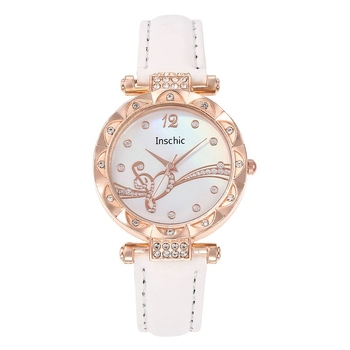 Γυναικείο ρολόι quartz με καντράν με μουσικές νότες, μηχανισμός Miyota 618, περίβλημα από κράμα, λουράκι από συνθετικό δέρμα, αναλογικός δείκτης